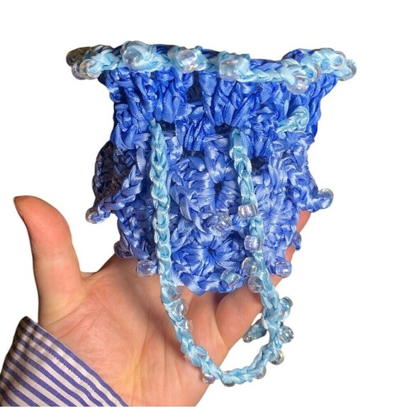 Dice Bag Medium Dragon Scale Beaded Ren Faire Fantasy Dungeons Dragons RPG Blue - Picture 3 of 8